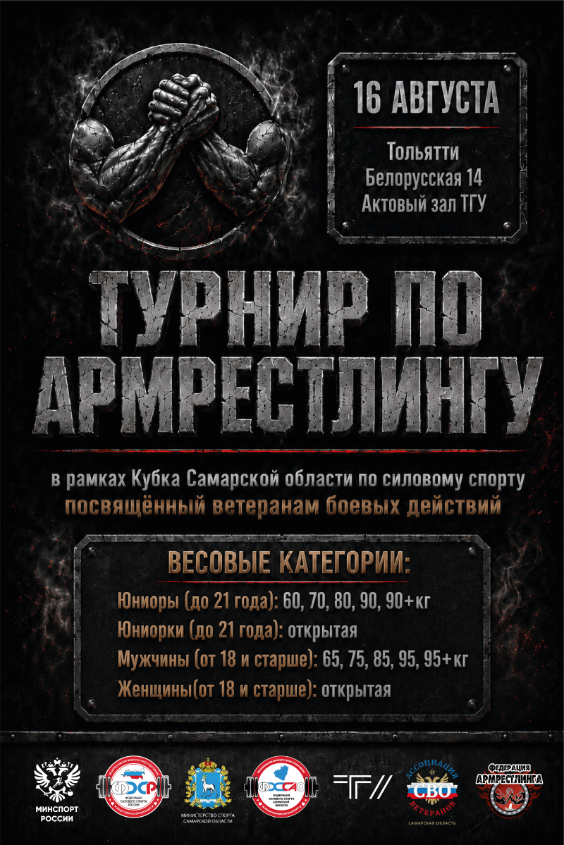 Открытый турнир по Армрестлингу в рамках Кубка Самарской области по силовому спорту, посвященного ветеранам боевых действий