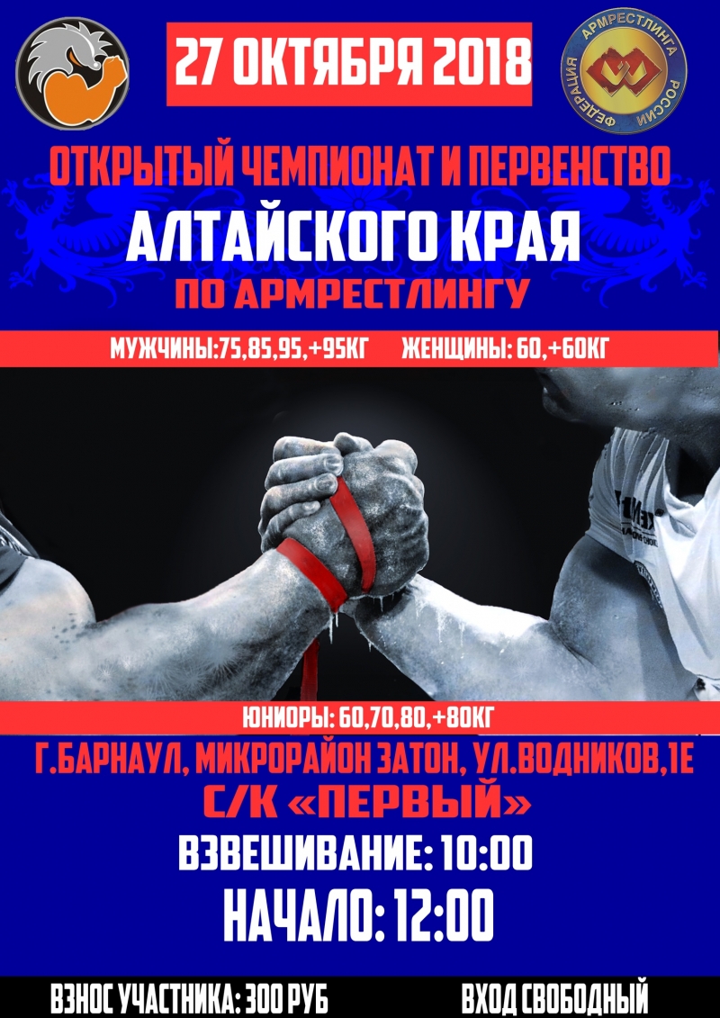 Открытое первенство и чемпионат Алтайского края по армрестлингу