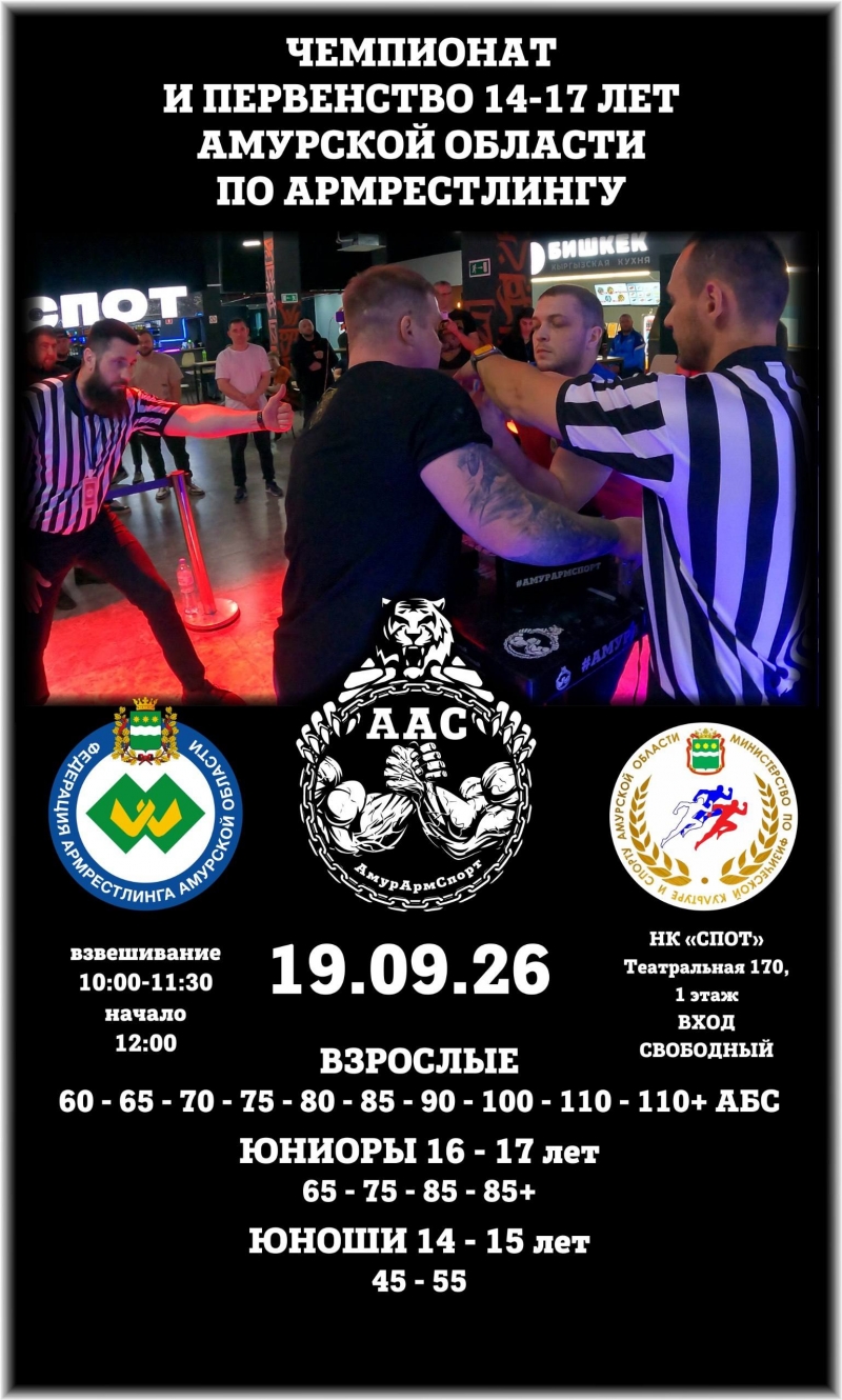 Чемпионат и Первенство Амурской области по Армрестлингу